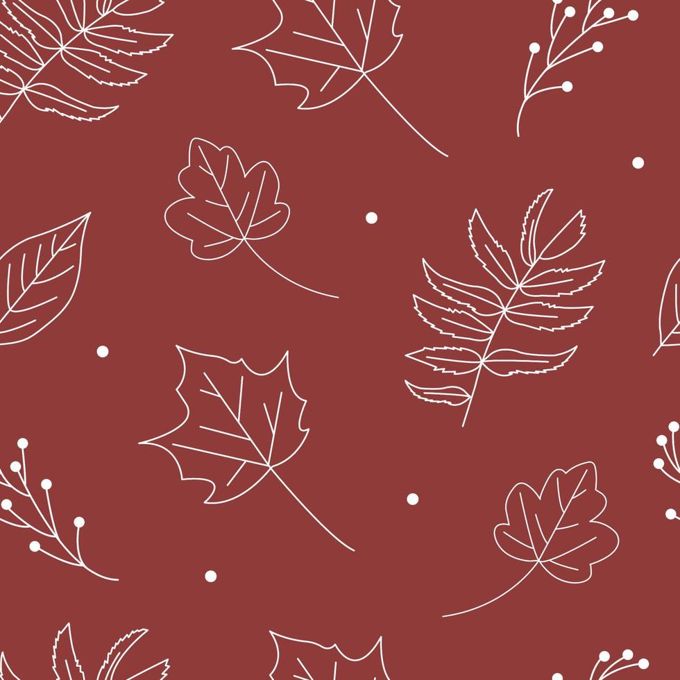 caída de las hojas patrón de otoño sin costuras. las hojas de otoño se dibujan con tiza en la pizarra broun. patrón impecable para textiles, papeles pintados, papel de regalo y álbum de recortes. vector. vector