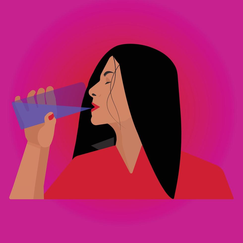 A Beautiful Woman Drinking Water vector