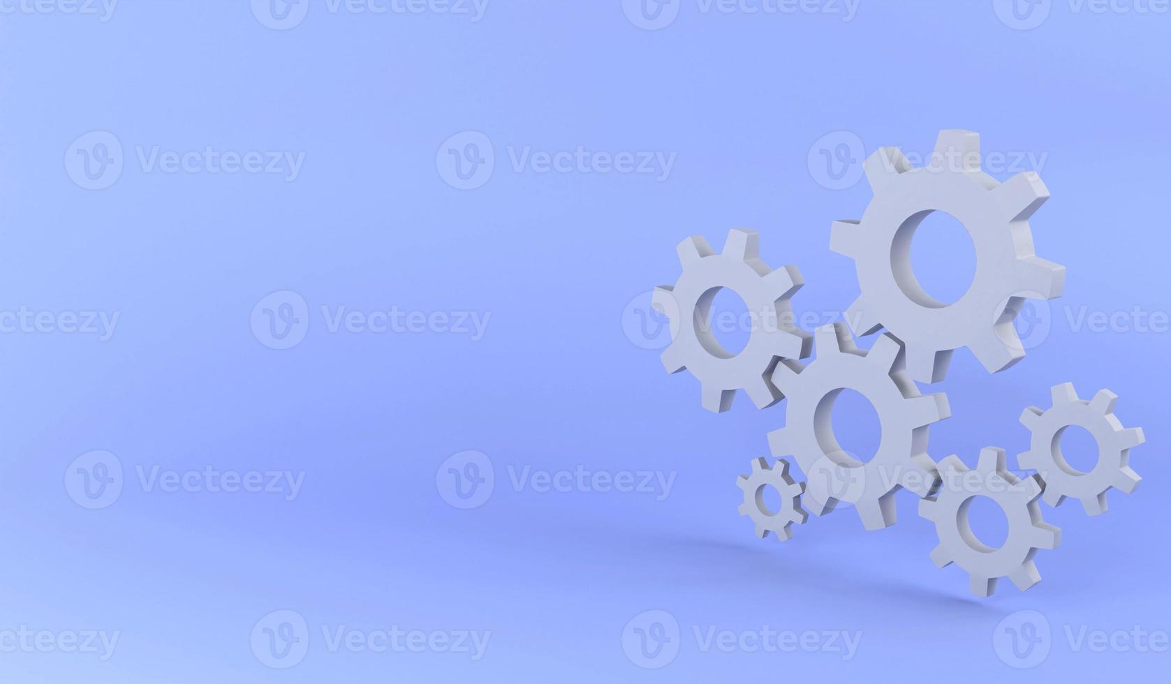 3D rendering gears on blue background. 3D illustration teamwork concept photo