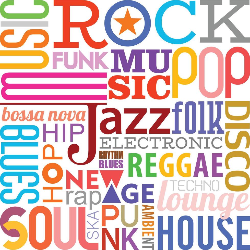 Music Styles Text Design vector