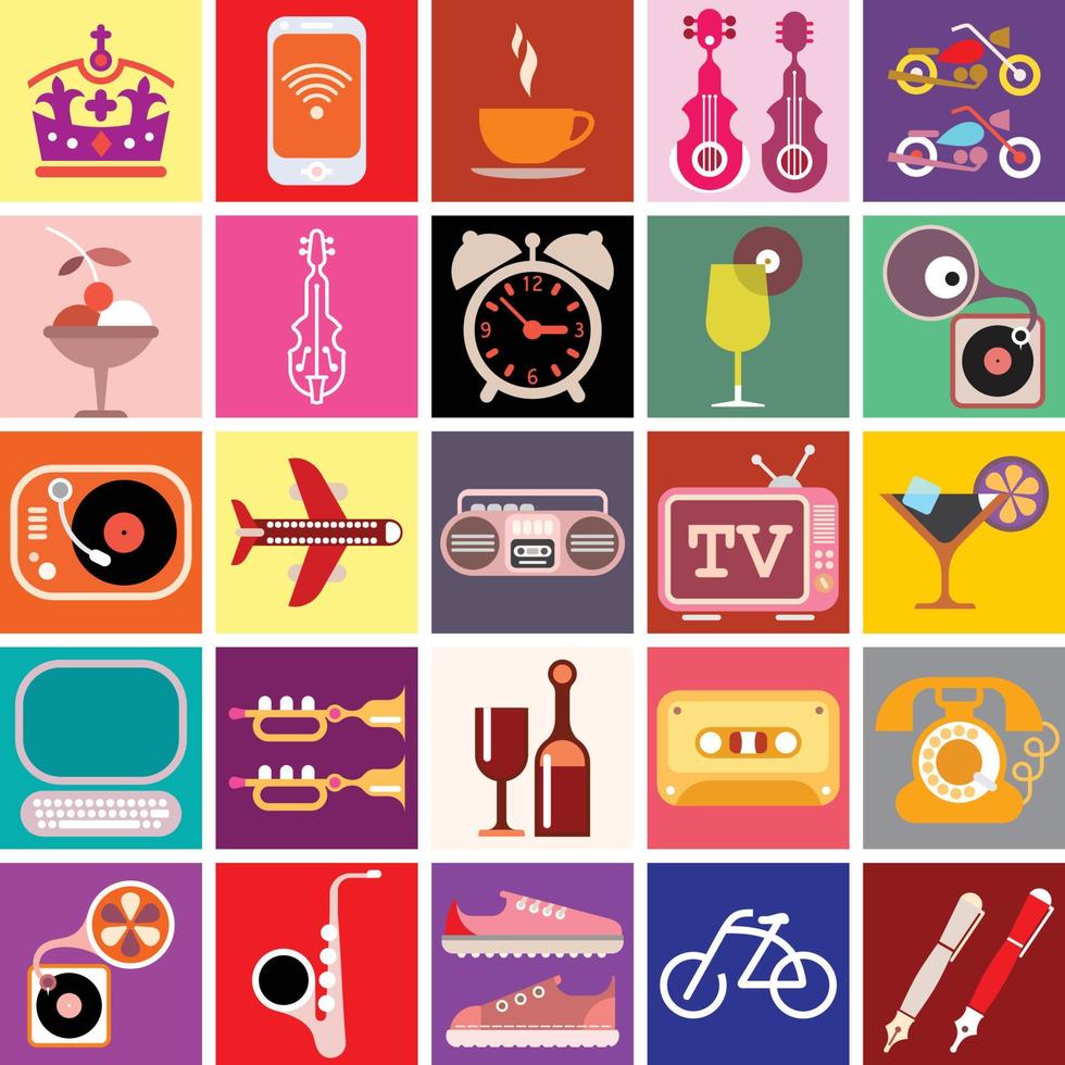 Collage de vectores de objetos aleatorios 11204098 vector en vecteezy