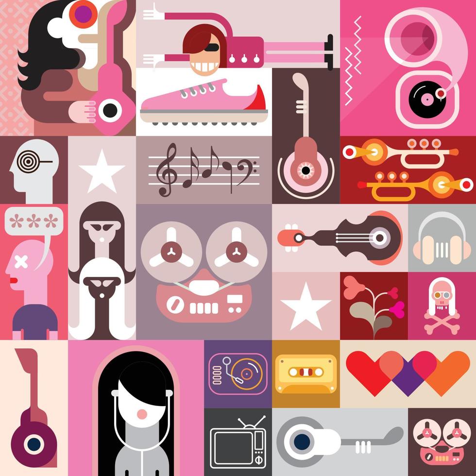 Musical pop art collage vector