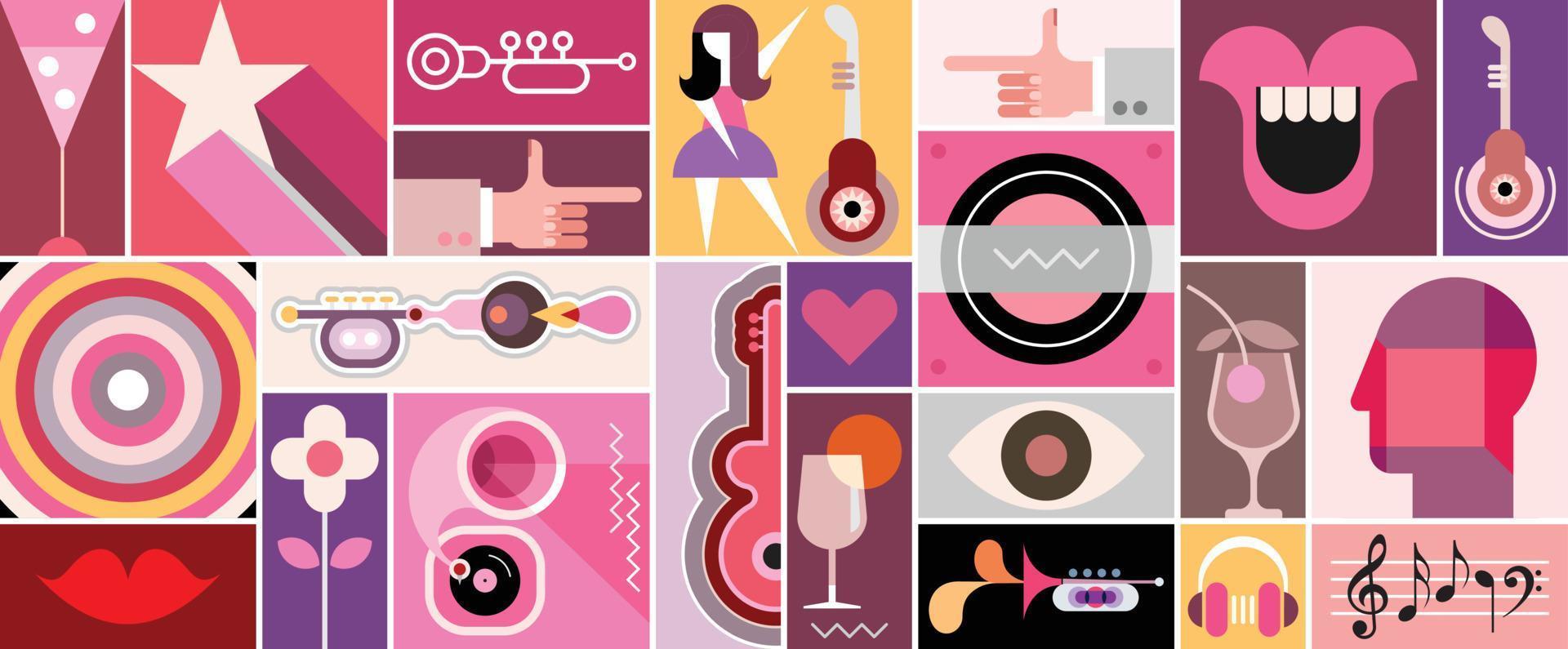 Pop-Art Musical Collage vector