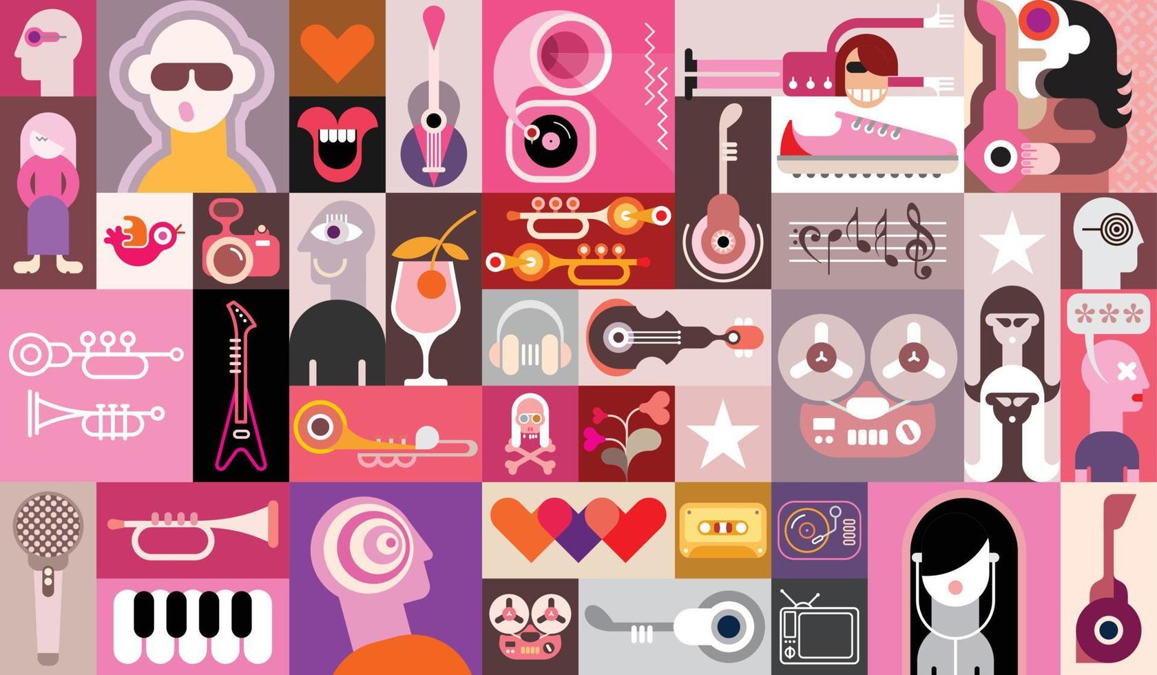 Musical pop art collage vector