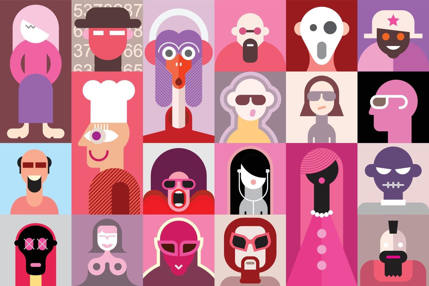 diseño de vectores de arte pop de personas