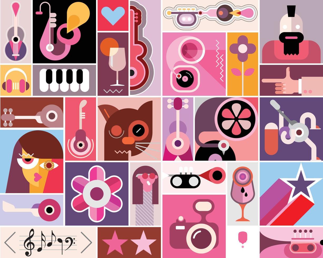 Ilustración de vector de collage de arte pop de concierto