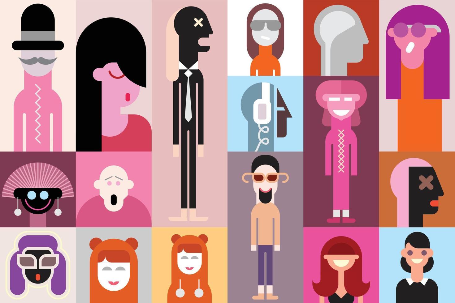 diseño de vectores de arte pop de personas