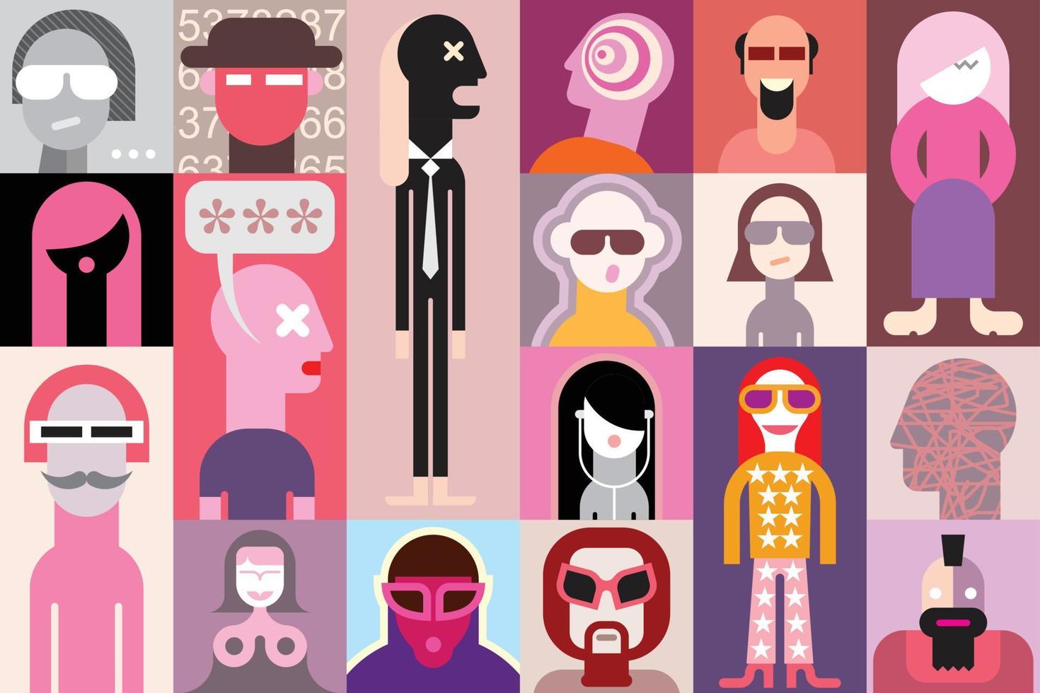 ilustración de vector de arte pop de personas