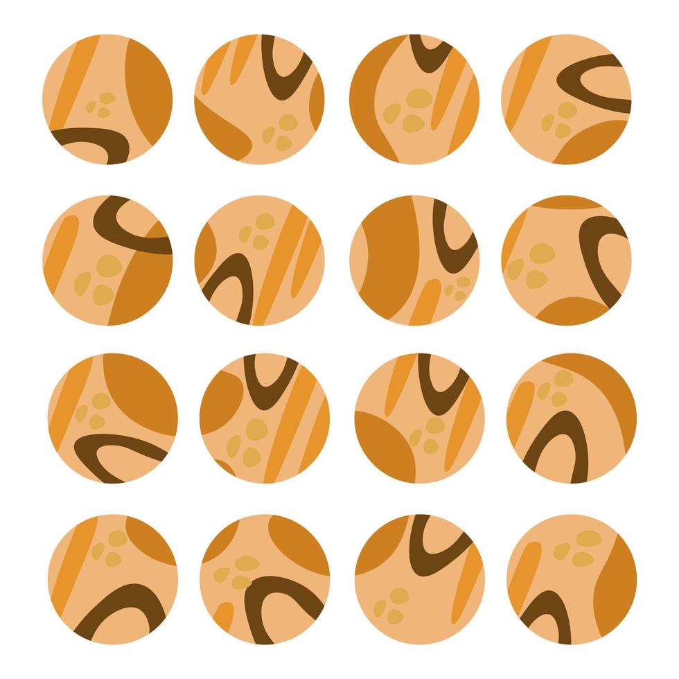 Story highlights set, abstract spots in trendy modern style in orange shades vector
