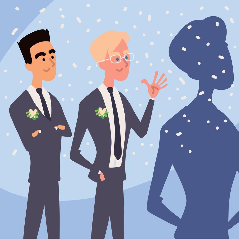 padrinos de boda en trajes elegantes vector