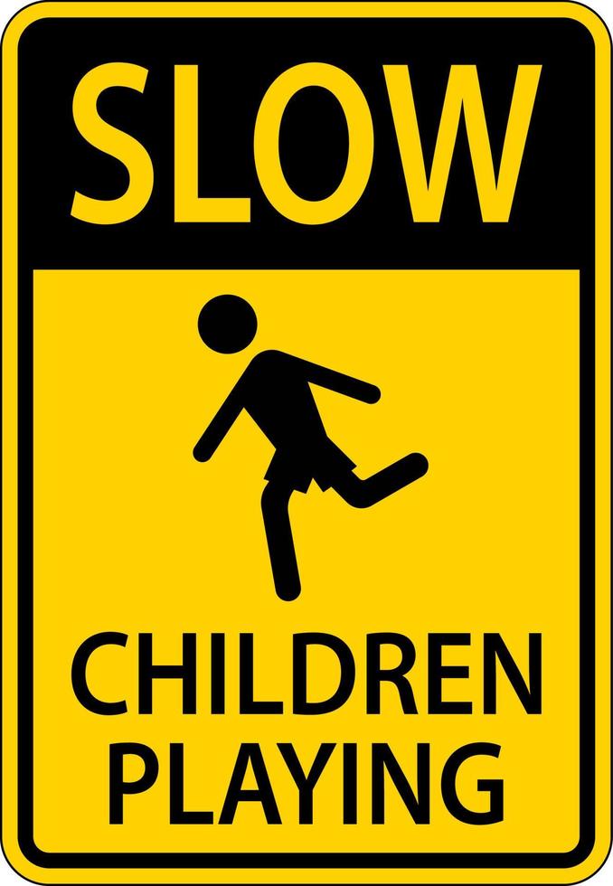 Niños lentos jugando cartel sobre fondo blanco. vector