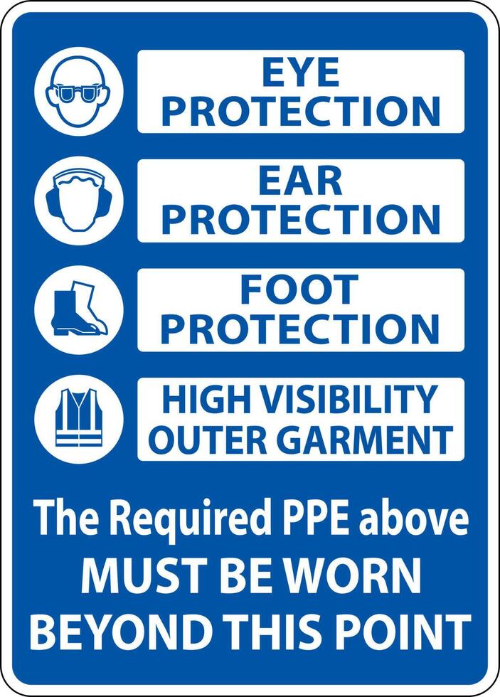 The Required PPE Must Be Worn Sign vector