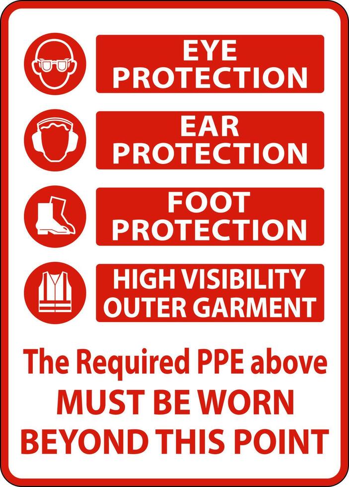 The Required PPE Must Be Worn Sign vector