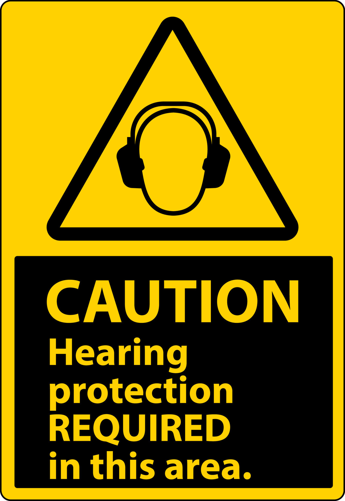 Caution Hearing Protection Required Sign On White Background 11204470