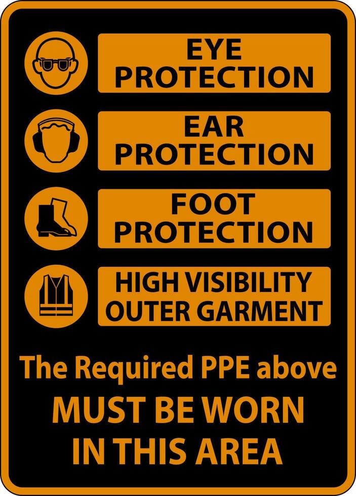 PPE Must Be Worn In This Area Sign vector