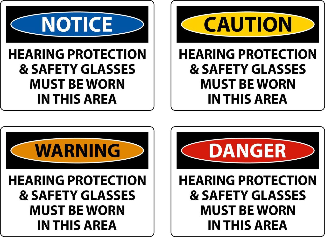 Hearing Protection And Safety Glasses Sign On White Background vector