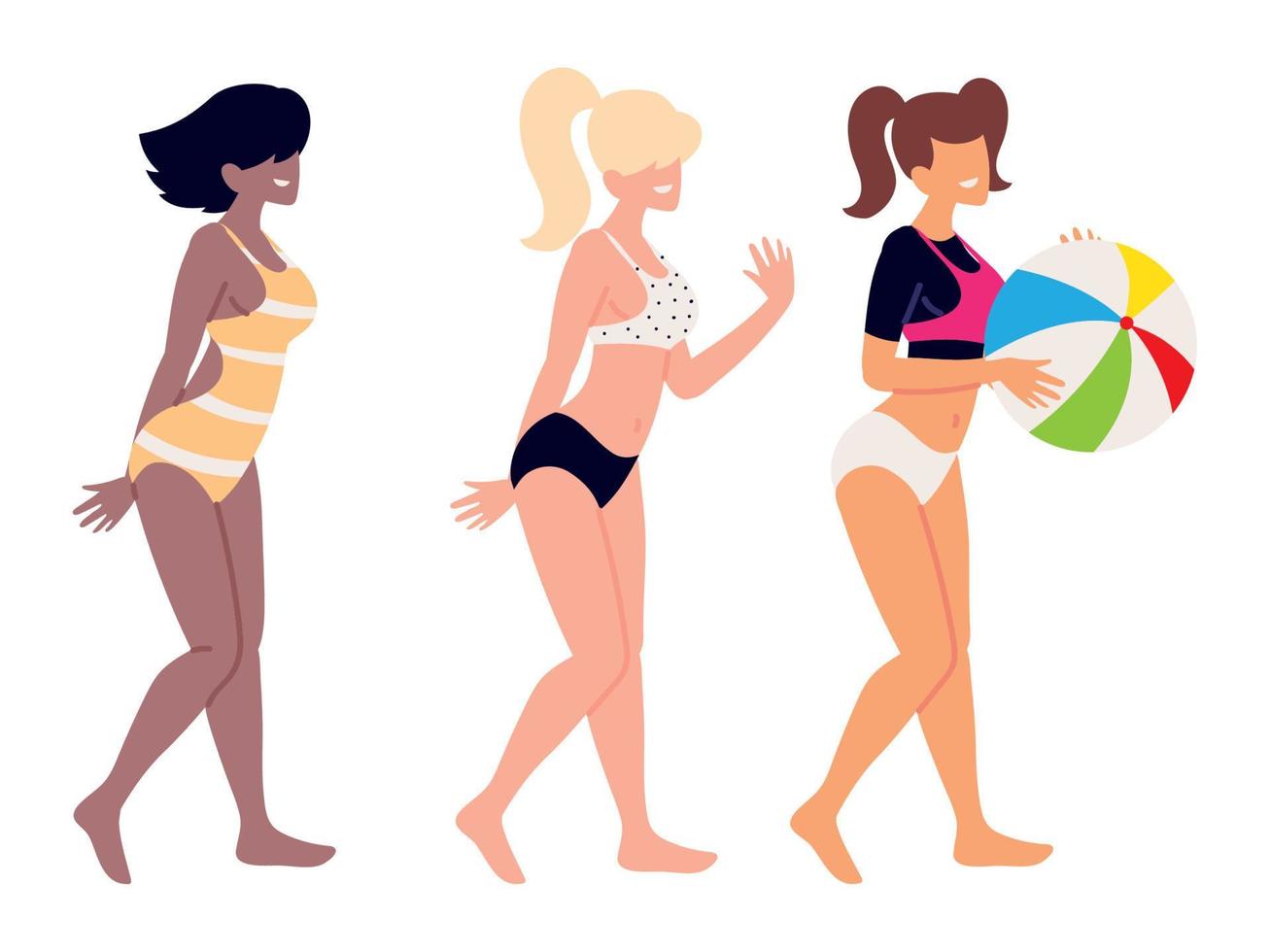 mujeres en trajes de baño vector