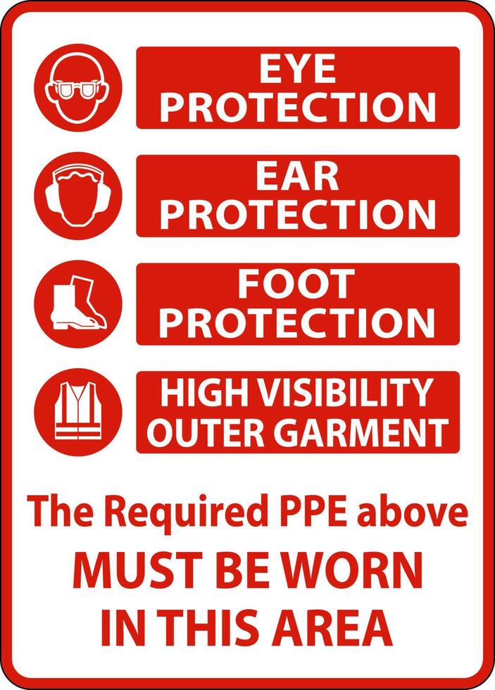 PPE Must Be Worn In This Area Sign vector