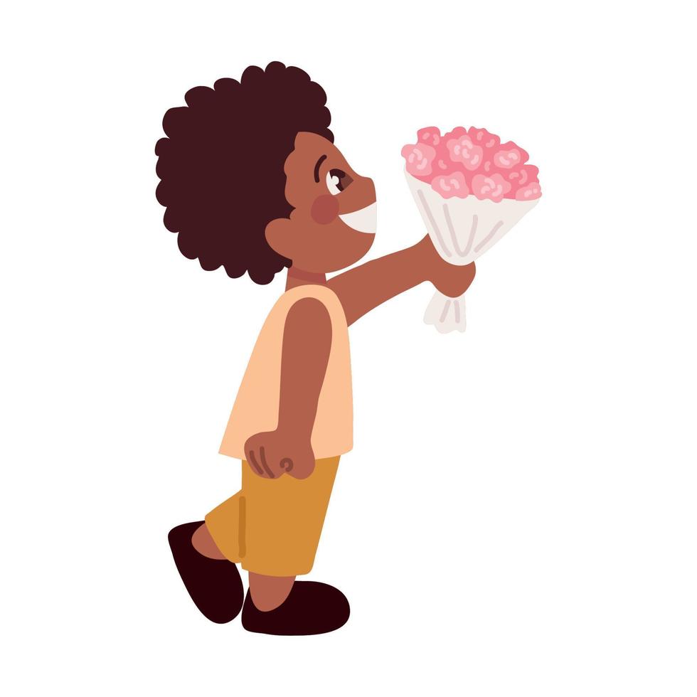 little boy with bouquet vector