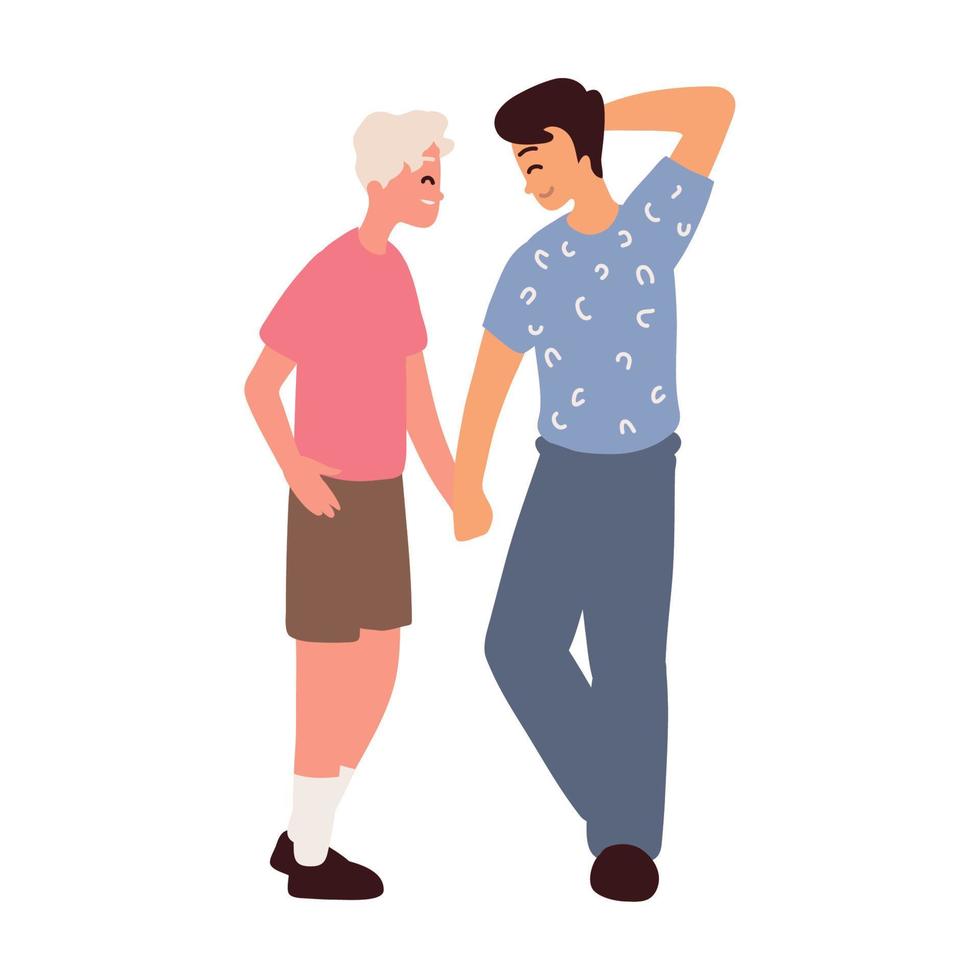 gay couple holding hands vector