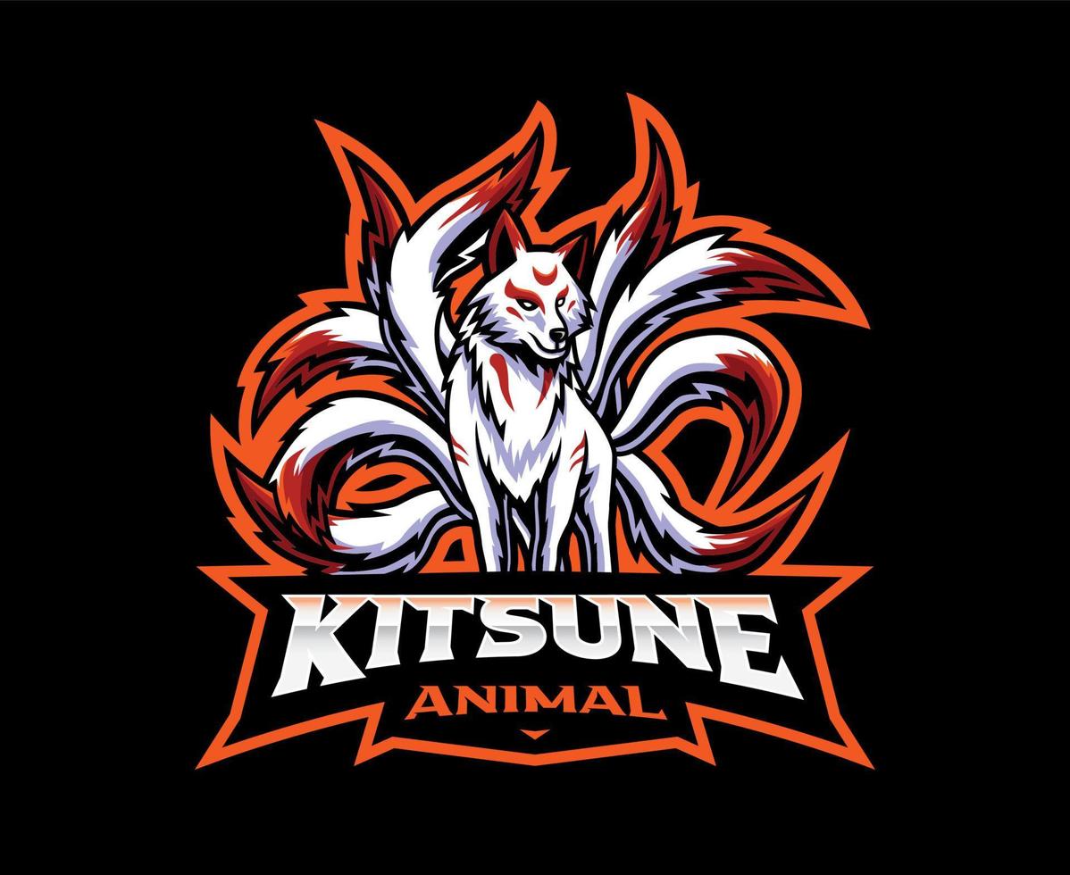 Kitsune gamer mascot logo design vector