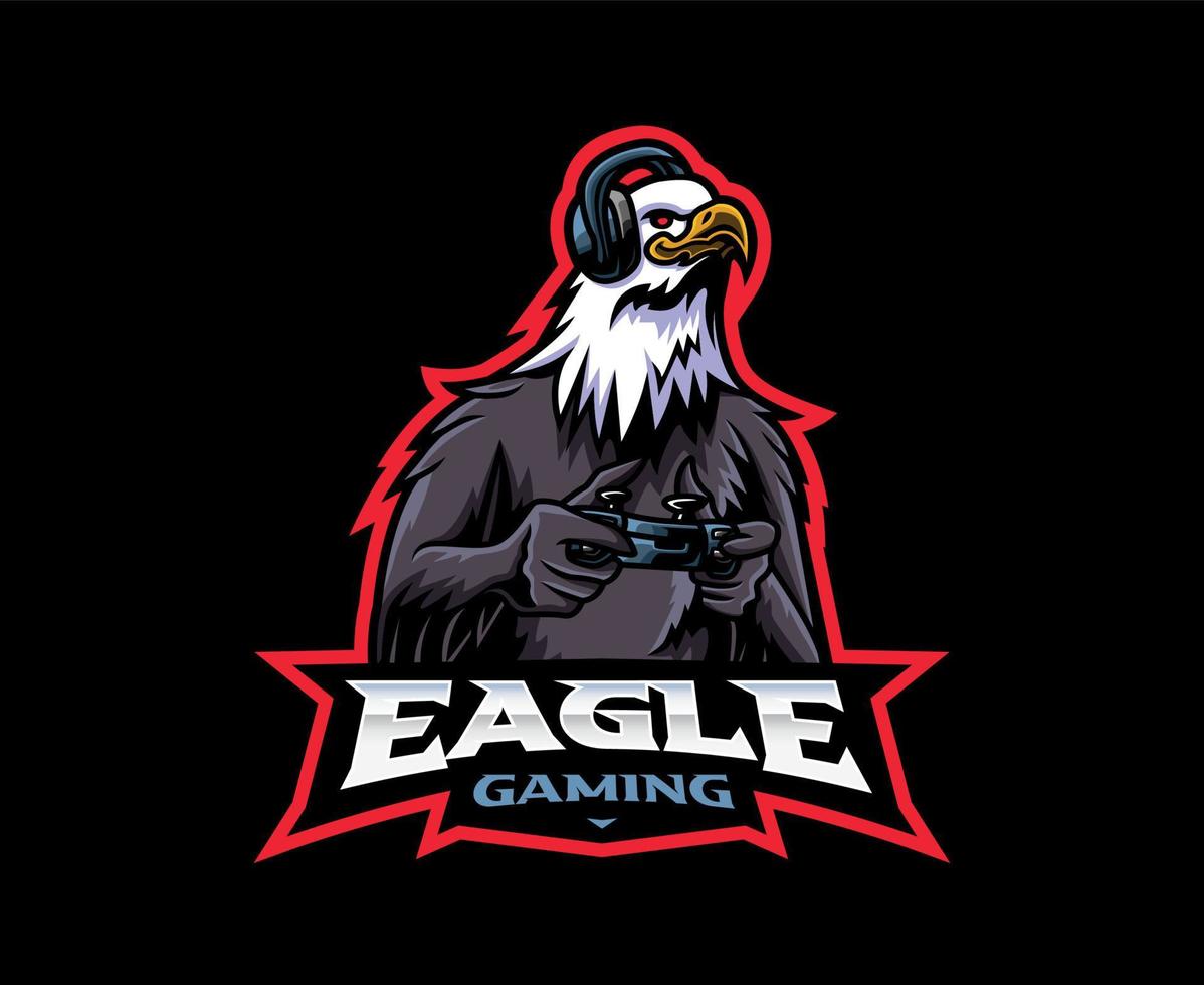 Eagle gamer mascot logo design vector