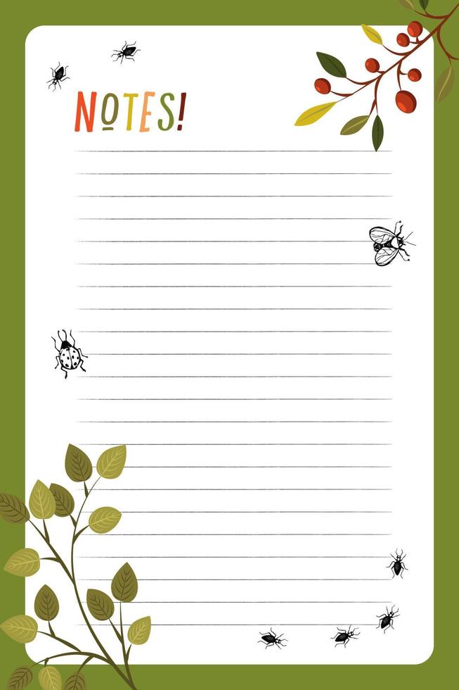 plantilla de diario, portada de cuaderno. organizador y calendario con espacio para notas. ilustración vectorial... multicolor con hojas vector