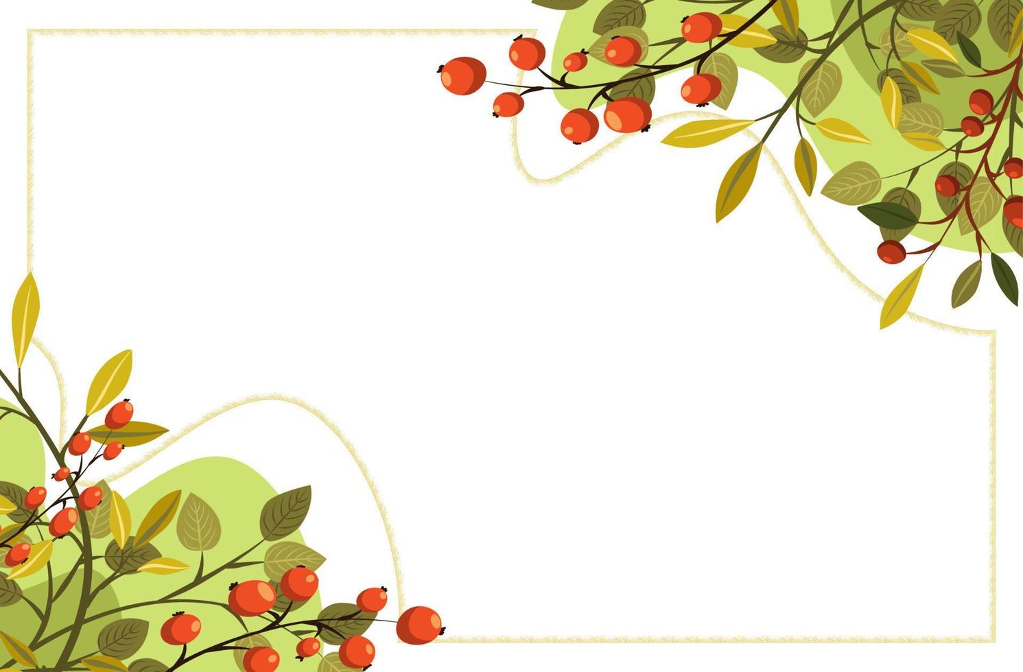 Seamless  background vector illustration of branches with leaves and berries for decoration