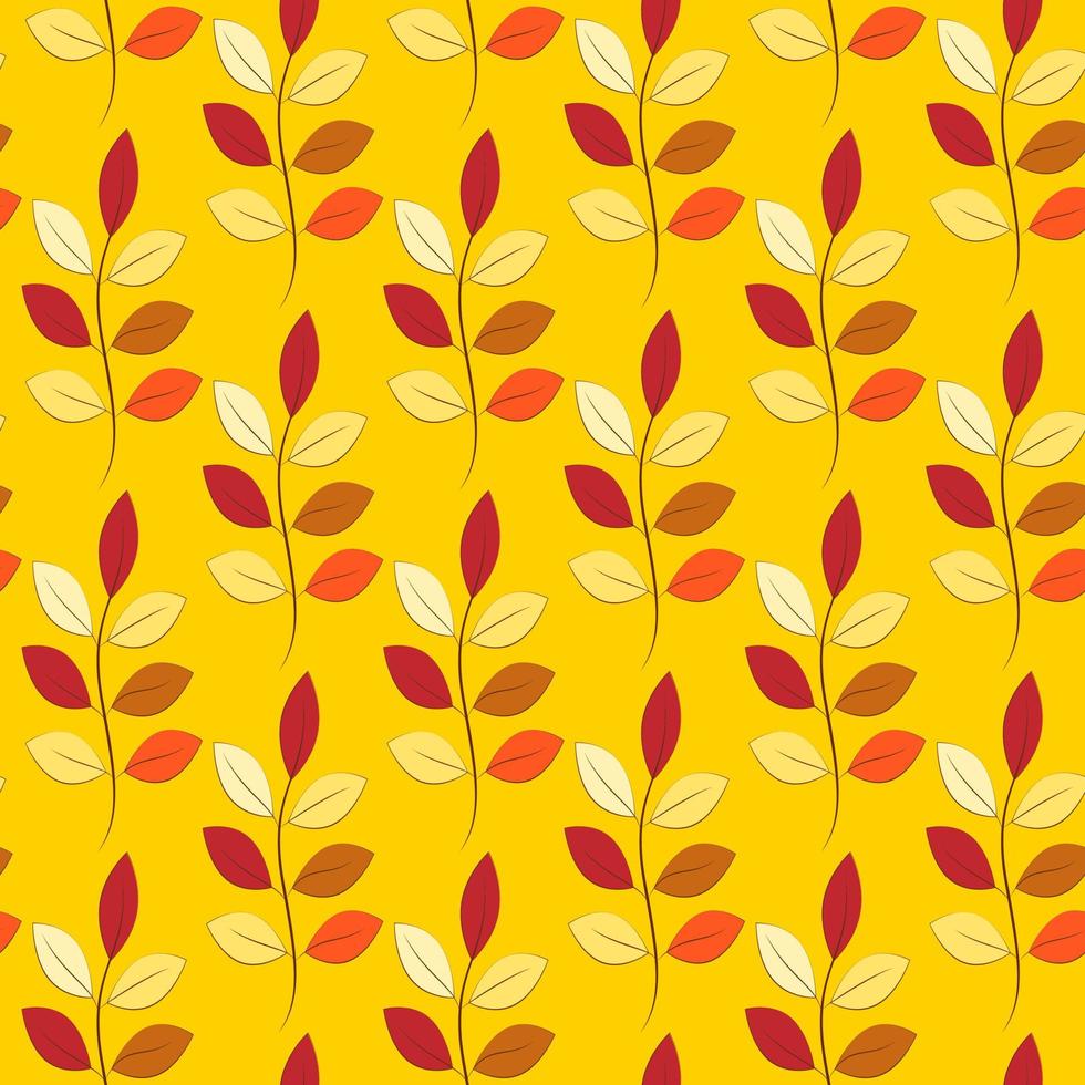 Seamless vector autumn pattern with leaves. Botanical repeated texture with warm colours for the fall season. Autumn print with foliage. Suitable for seasonal textile prints, scrapbooking, wallpaper.