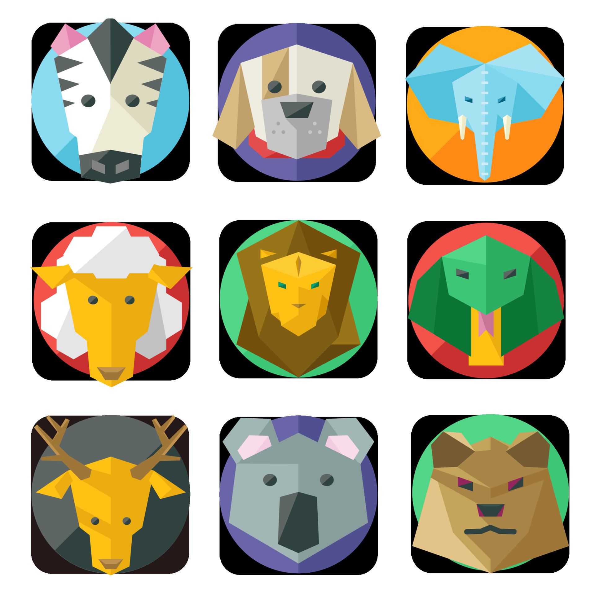 full set of animal character icons with transparent background 11204882 ...