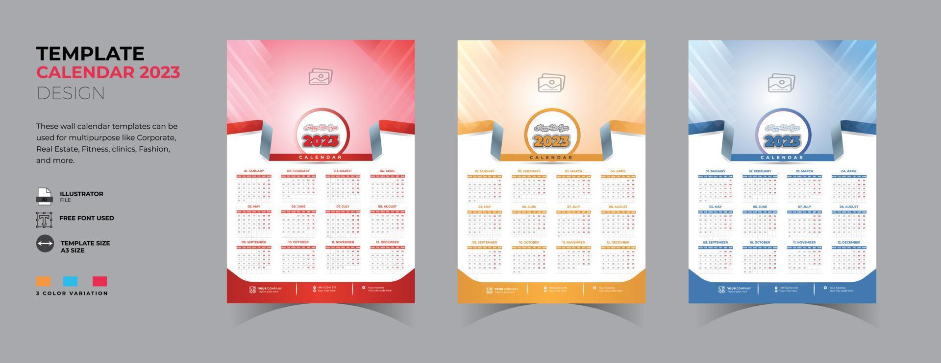 Wall Calendar 2023 Design vector