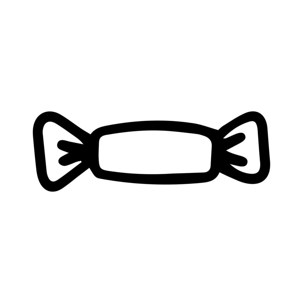 Wrapped candy doodle icon. linear style sign. Caramel candy in wrap