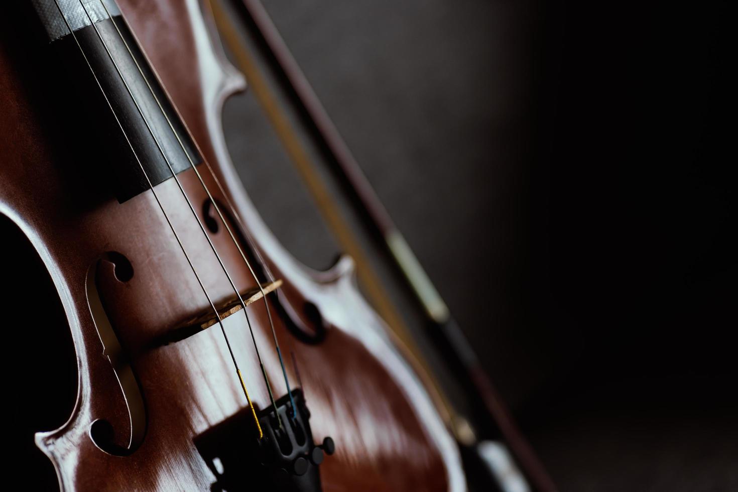 Violin vintage musical instrument of orchestra taken with natural light photo