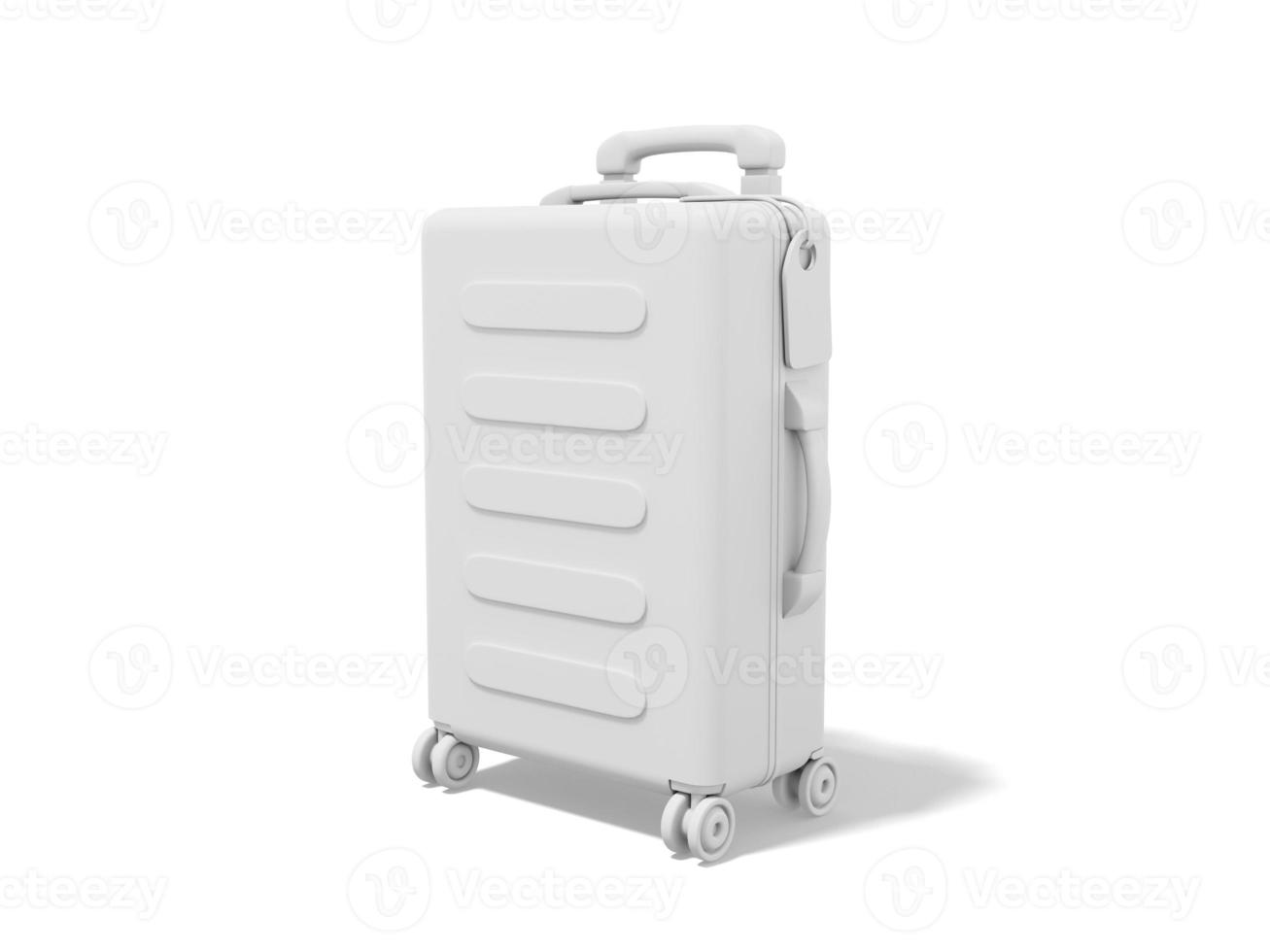 White suitcase on white background. Travel luggage. 3d rendering. photo