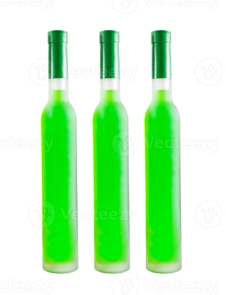 botella de vino verde foto