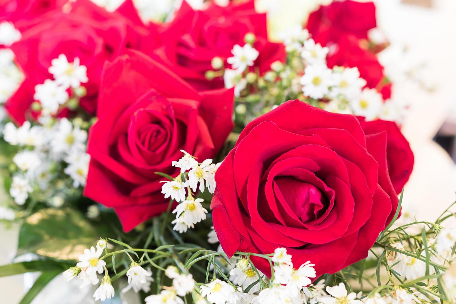 Close up red roses bouquet photo