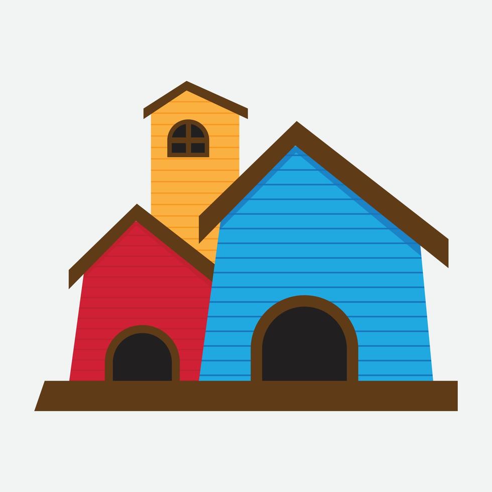 barkitecture casa de perro de dibujos animados, pájaro de madera, ilustración de casa de mascotas. icono plano de la casa del perro. aislado, estilo simple vector