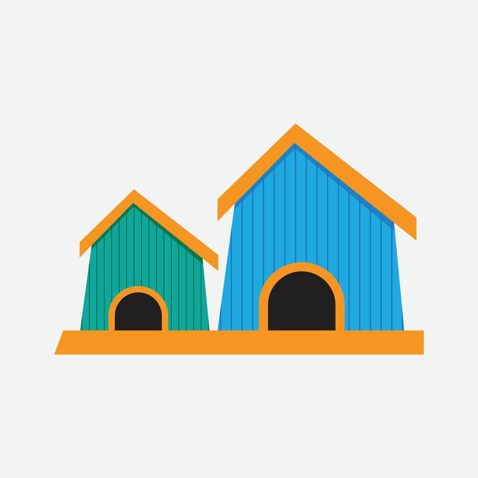 Barkitecture cartoon Dog House, Wood bird, pet house Illustration. Dog House Flat Icon. isolated, simple style vector