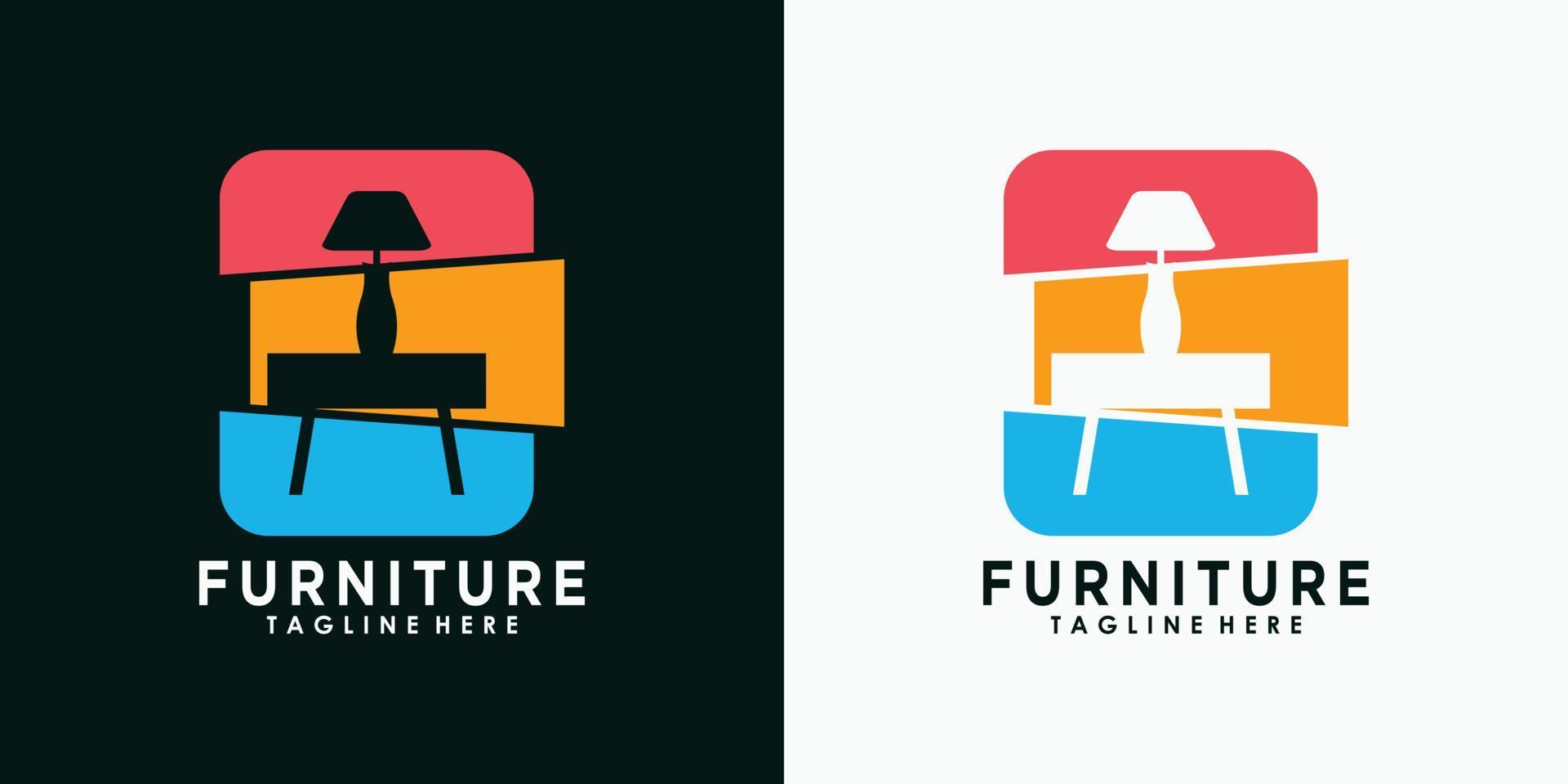 diseño de logotipo de muebles con vector premium de concepto creativo