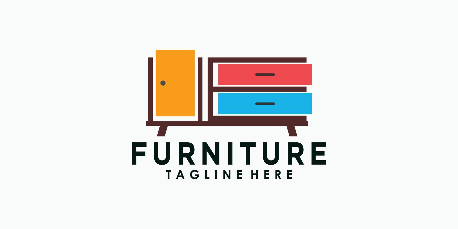 furniture logo design with creative concept premium vector