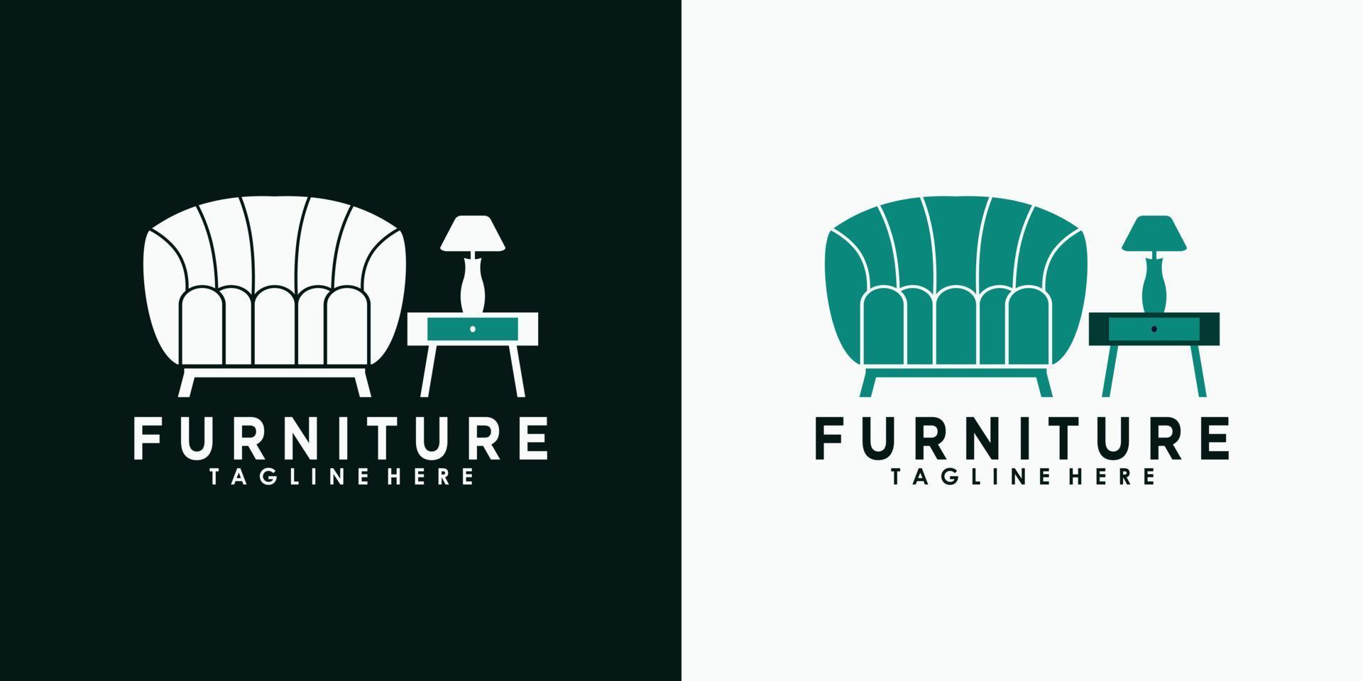 diseño de logotipo de muebles con vector premium de concepto creativo