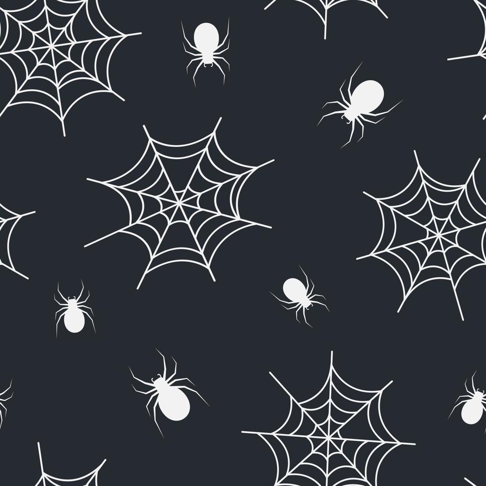 Spiders and cobwebs silhouette seamless pattern vector