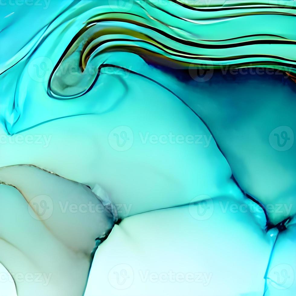 Luxury abstract fluid art painting background alcohol ink technique turquoise and gold photo