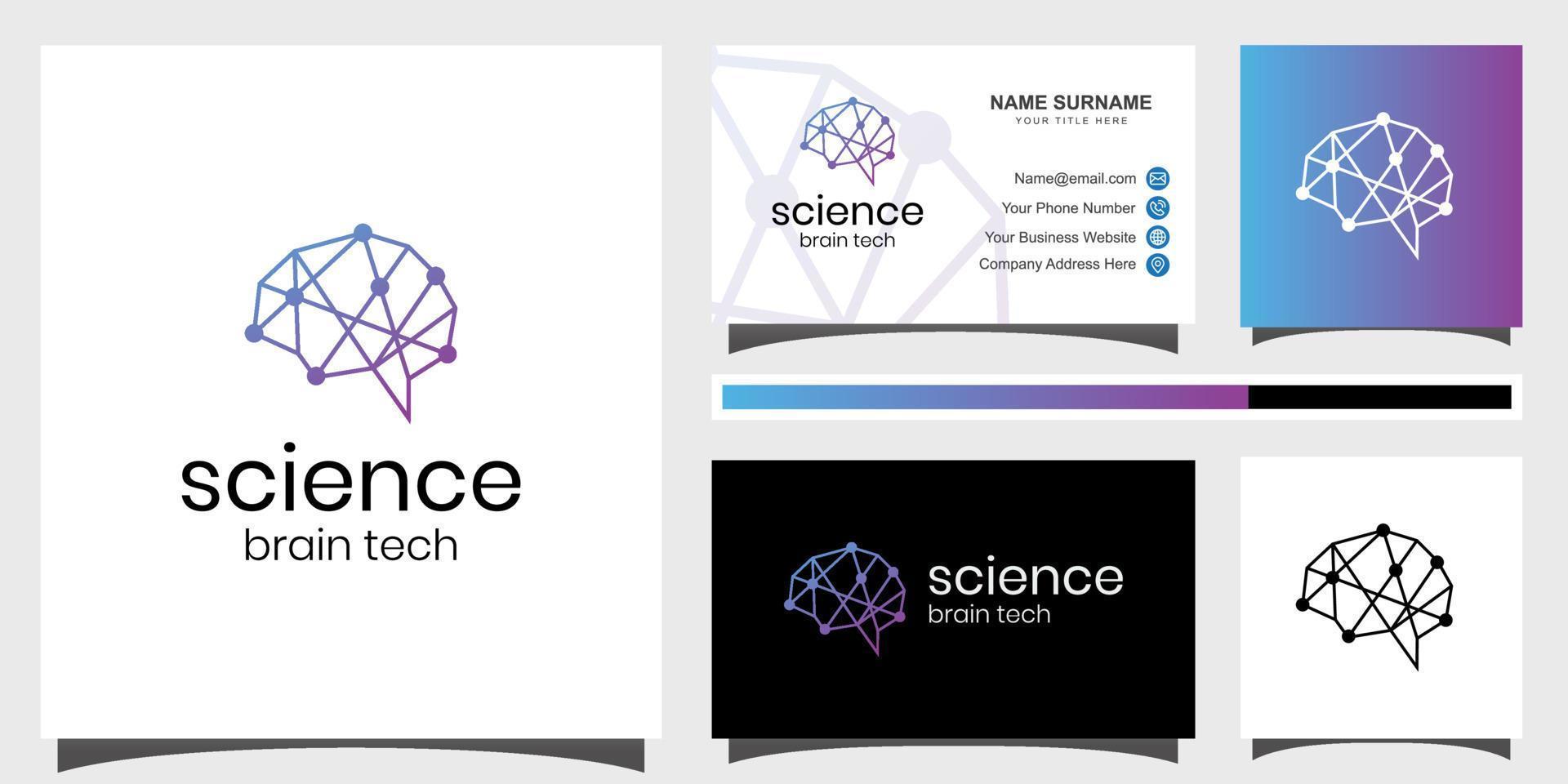 smart technology, Brain connect logo design, smart brain logo elements with business card vector