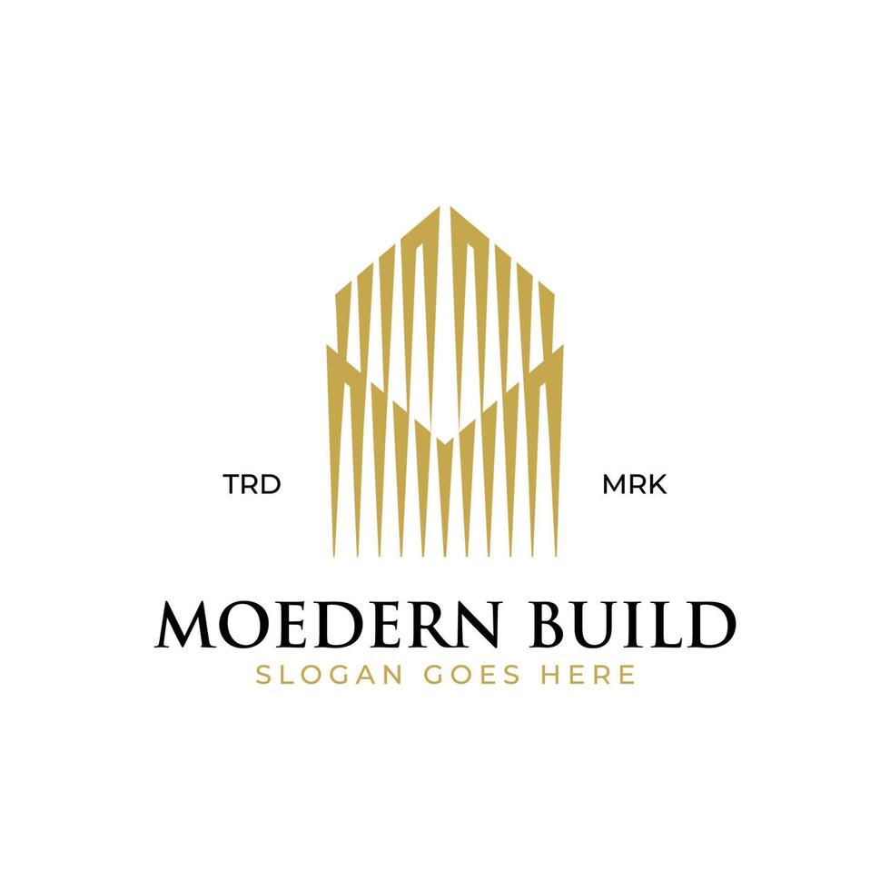 modern building city logo element with abstract letter M symbol for hotel, apartment architecture logo design vector