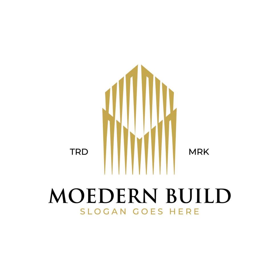 elemento de logotipo de ciudad de edificio moderno con símbolo de letra m abstracto para hotel, diseño de logotipo de arquitectura de apartamento vector