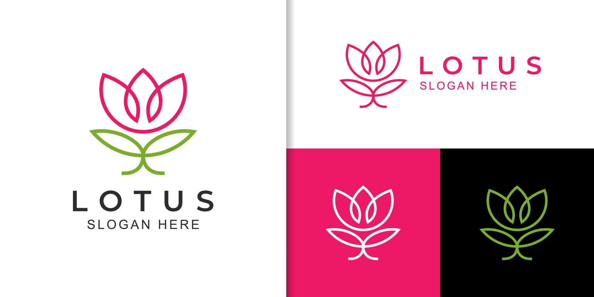 simple y elegante flor de loto rosa belleza con estilo de arte lineal para cosméticos, yoga y logotipo de spa vector