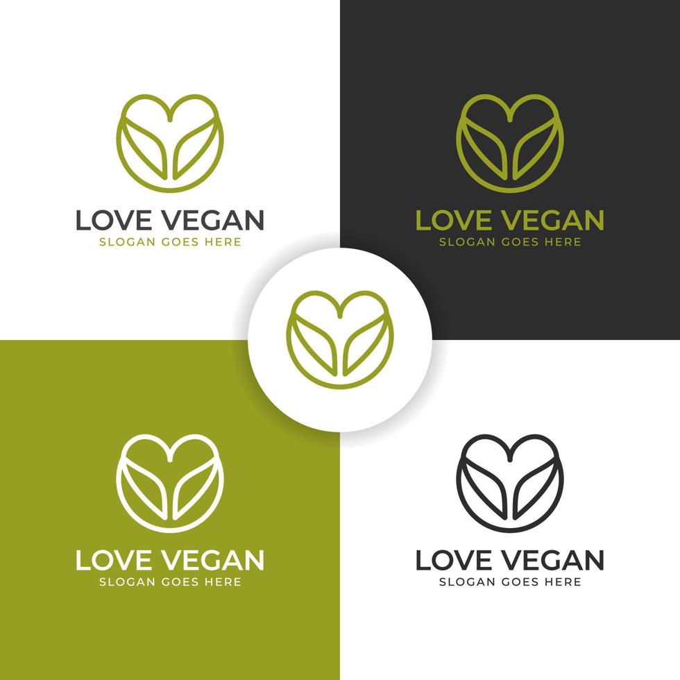 logotipo moderno y sencillo de cuidado de hojas para amantes veganos, dieta natural, vegetariano, diseño de logotipo de producto a base de hierbas vector