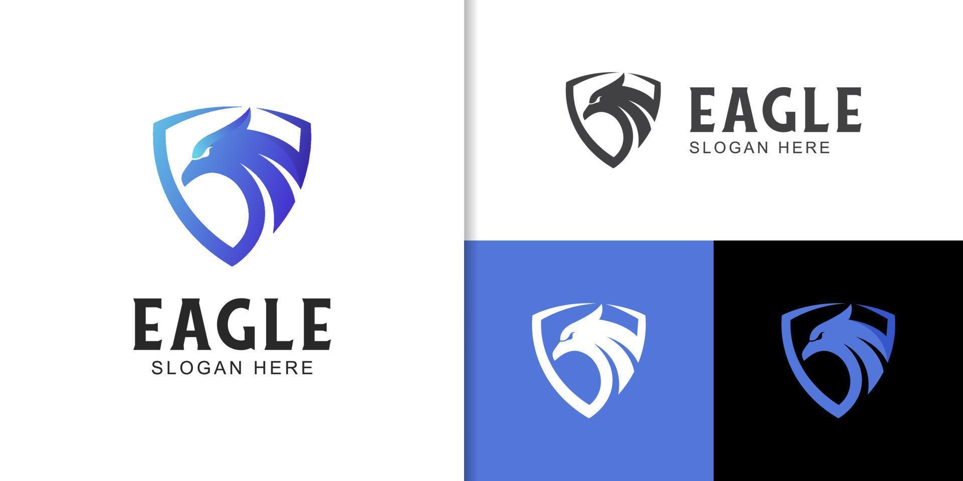 eagle shield logos with modern style for security, defense, technology company vector