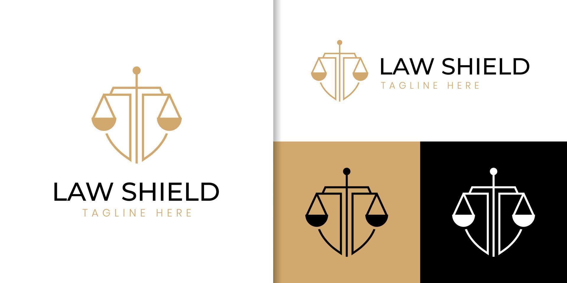 linear Shield sword law firm security for lawyer company identity logo design vector